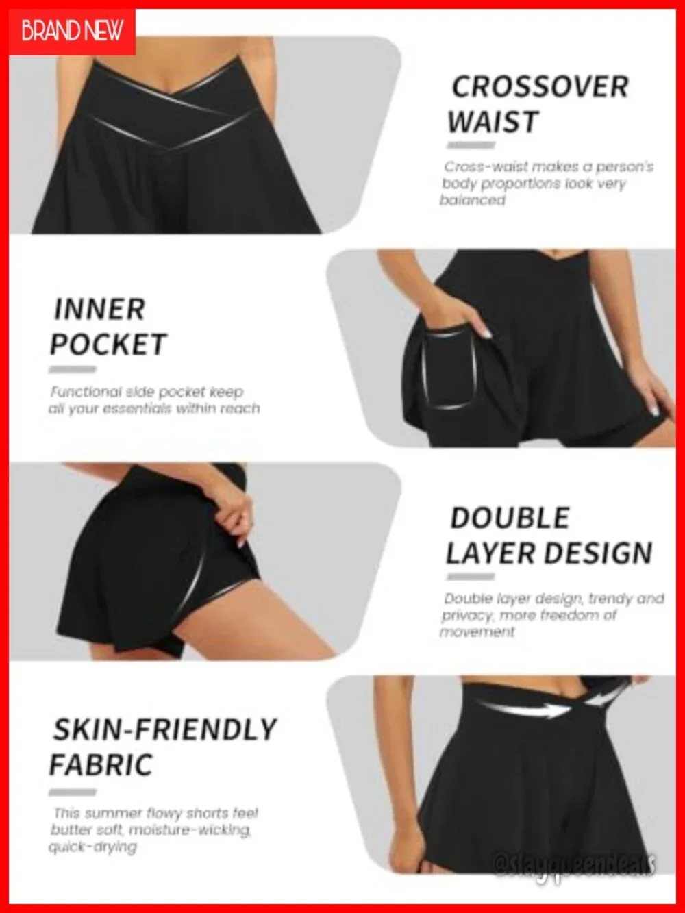 Crossover Athletic Shorts 2 in 1 Flow Running Shorts with Pocket Spandex